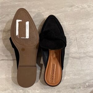 Lucky Brand Women's Black Mules with Bow Detail